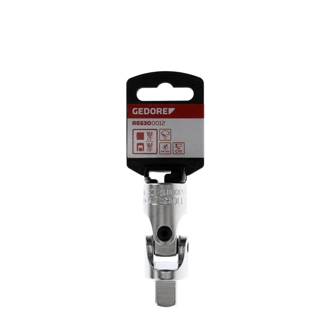Gedore Red Cardan articulé, 1/2'' 12,5 mm carré, 66 mm long, adaptateur, outil, acier chromé mat, R45300012