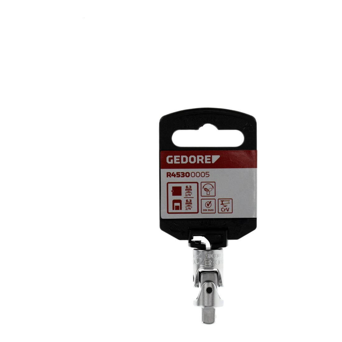 Gedore red Cardan articulé, 1/4'' 6,3 mm carré, 33 mm long, adaptateur, outil, acier chromé mat, R45300005