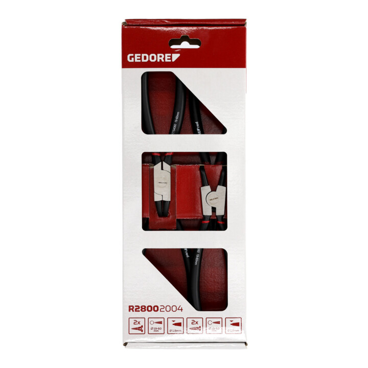 Gedore Red Circlip Tangen Set recht+draad 90° 4-delig