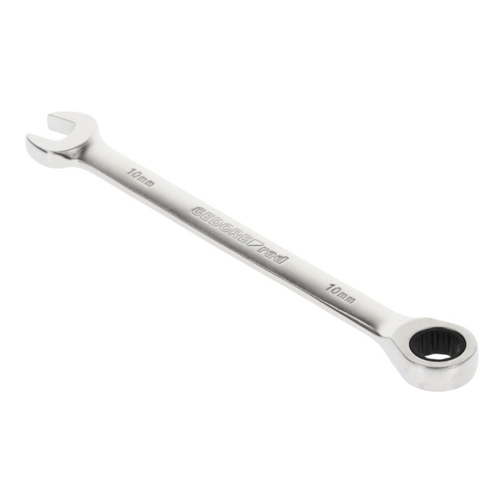 Gedore red Clé à fourche à cliquet, avec cliquet, SW 10 mm, plate, 12 pans, clé à molette, R07100100