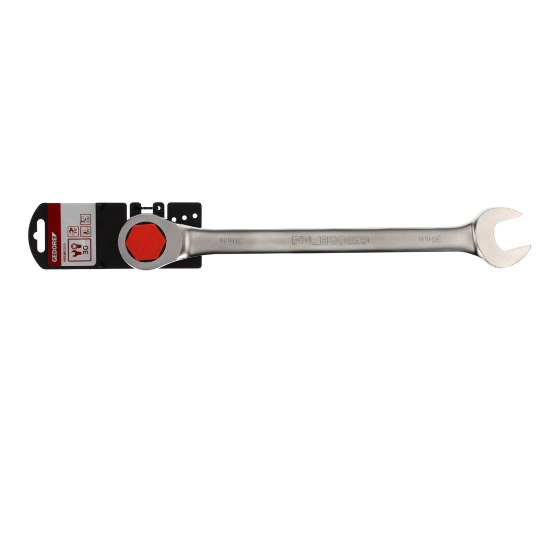 Gedore red Clé à fourche à cliquet, avec cliquet, SW 30 mm, plate, 12 pans, clé à molette, R07100300