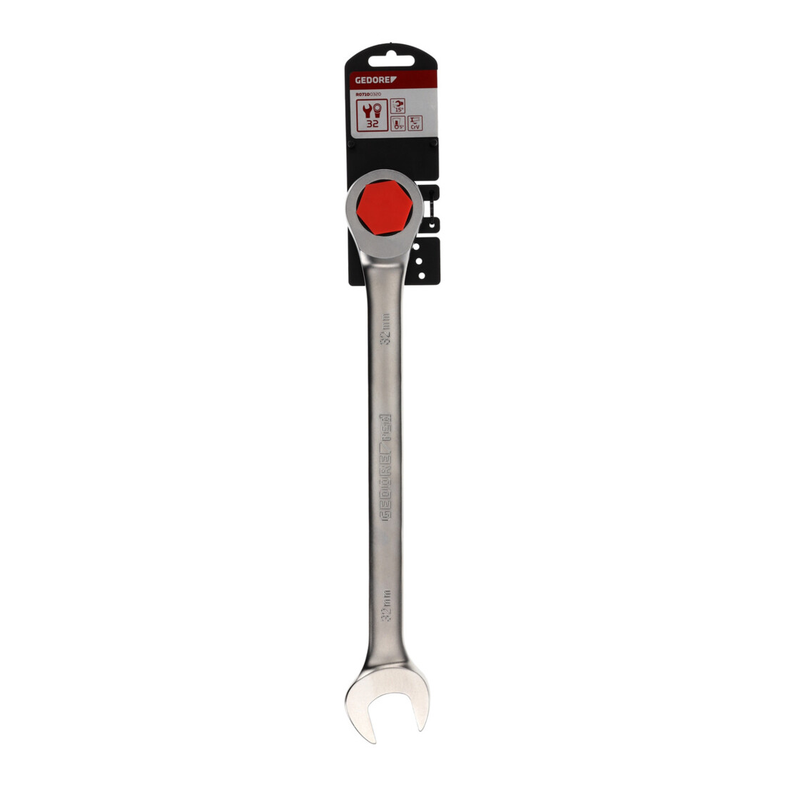 Gedore red Clé à fourche à cliquet, avec cliquet, SW 32 mm, plate, 12 pans, clé à molette, R07100320