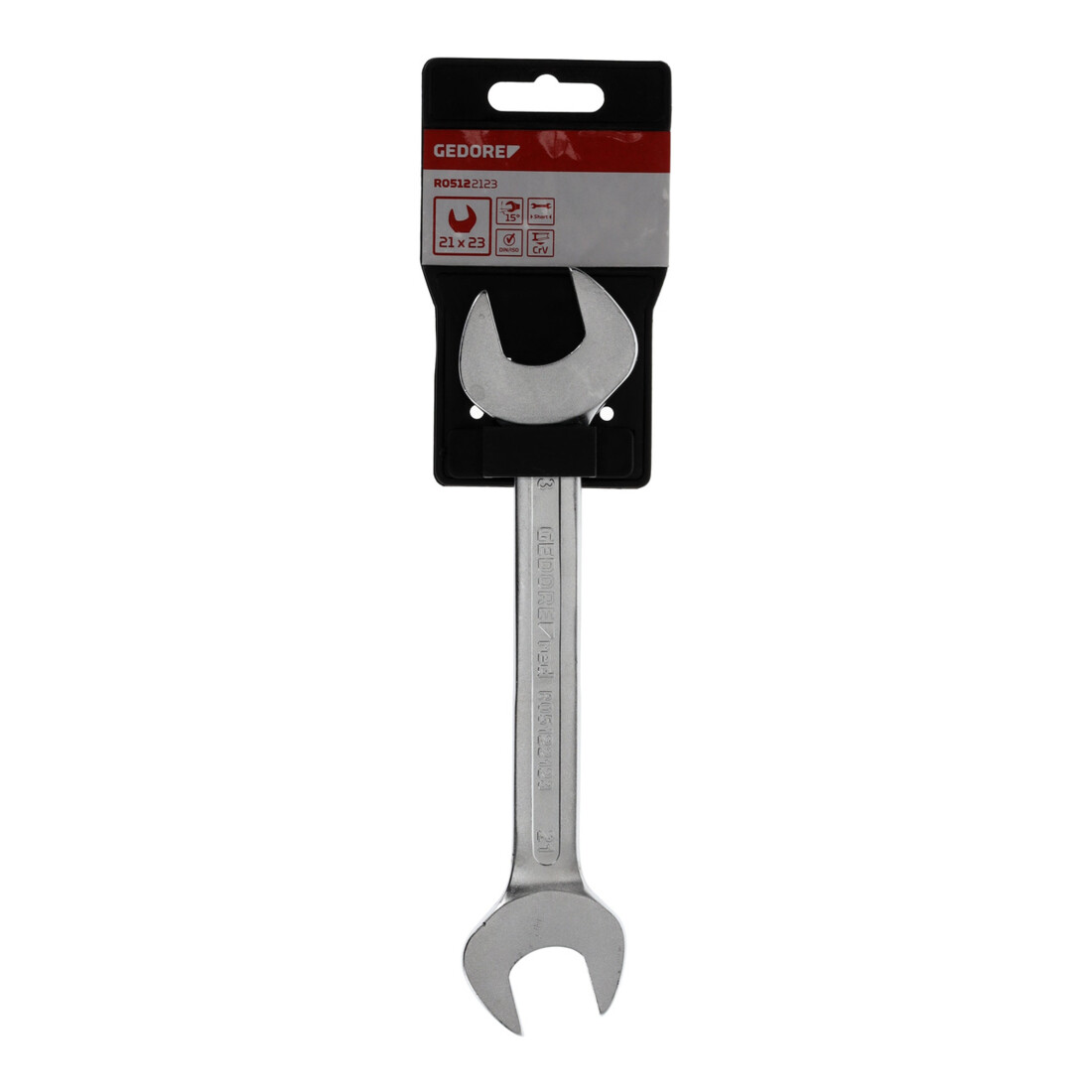 Gedore red Clé à fourche double, SW 21+23 mm, métrique, courte, clé plate, clé à fourche, 212 mm de long, R05122123