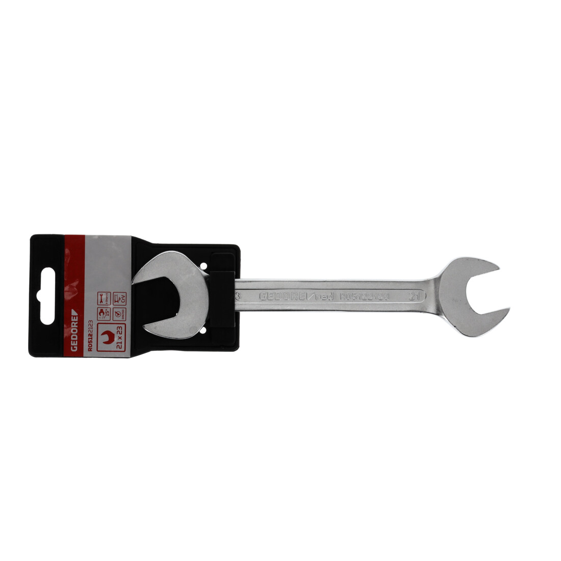 Gedore red Clé à fourche double, SW 21+23 mm, métrique, courte, clé plate, clé à fourche, 212 mm de long, R05122123