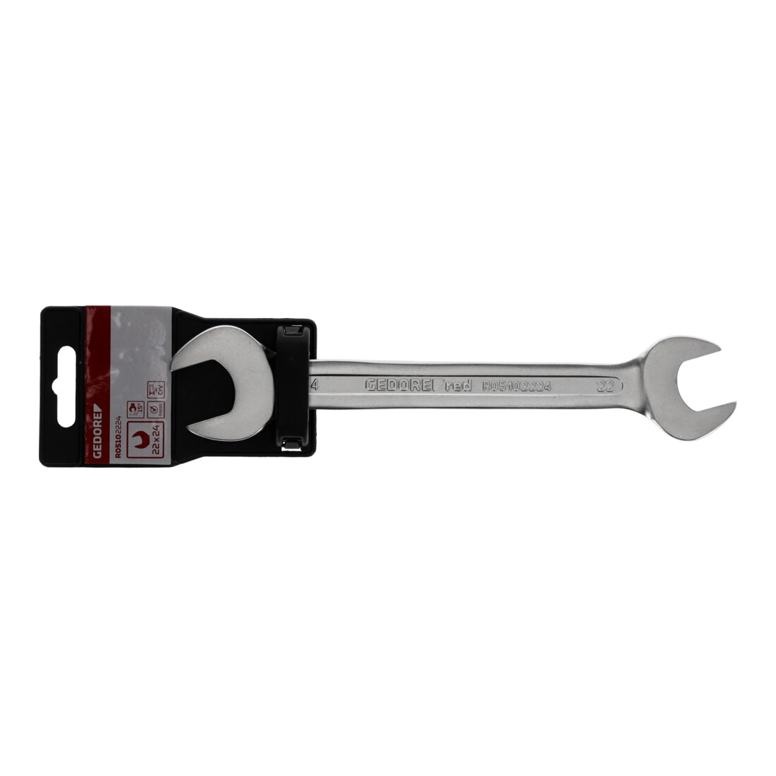 Gedore red Clé mixte double, SW 22+24 mm, métrique, clé plate, clé à fourche, 247 mm de long, R05102224