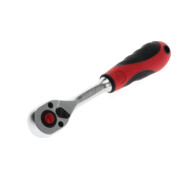 Gedore red Cliquet à levier avec poignée ergonomique 2K, déclenchement par bouton-poussoir, denture fine à 72 dents, 1/4 pouce, tube en acier, rouge/noir