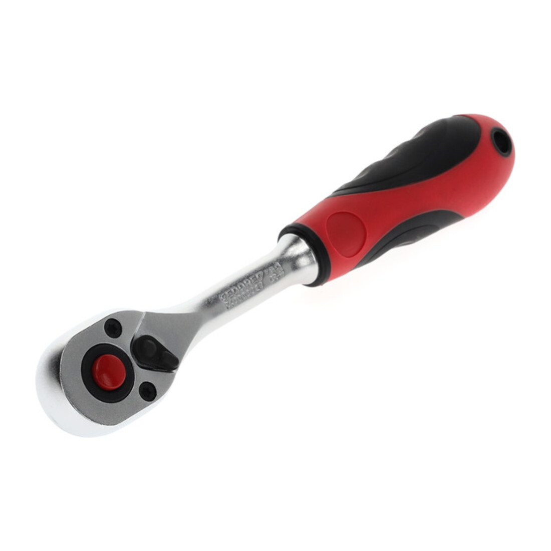 Gedore red Cliquet à levier avec poignée ergonomique 2K, déclenchement par bouton-poussoir, denture fine à 72 dents, 1/4 pouce, tube en acier, rouge/noir