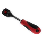 Gedore red Cliquet à levier avec poignée ergonomique 2K, déclenchement par bouton-poussoir, denture fine à 72 dents, 1/4 pouce, tube en acier, rouge/noir-5