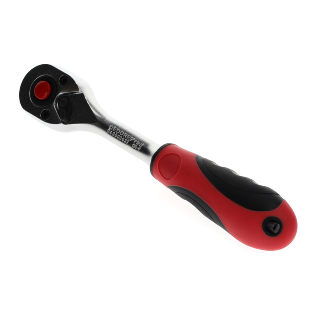 Gedore red Cliquet à levier avec poignée ergonomique 2K, déclenchement par bouton-poussoir, denture fine à 72 dents, 1/4 pouce, tube en acier, rouge/noir