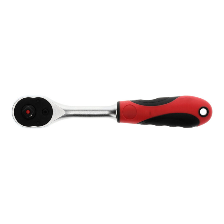 Gedore red Cliquet à levier avec poignée ergonomique 2K, déclenchement par bouton-poussoir, denture fine à 72 dents, 1/4 pouce, tube en acier, rouge/noir