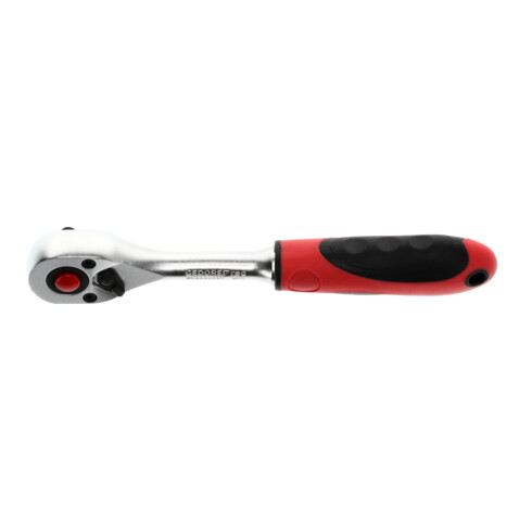 Gedore red Cliquet à levier avec poignée ergonomique 2K, déclenchement par bouton-poussoir, denture fine à 72 dents, 1/4 pouce, tube en acier, rouge/noir