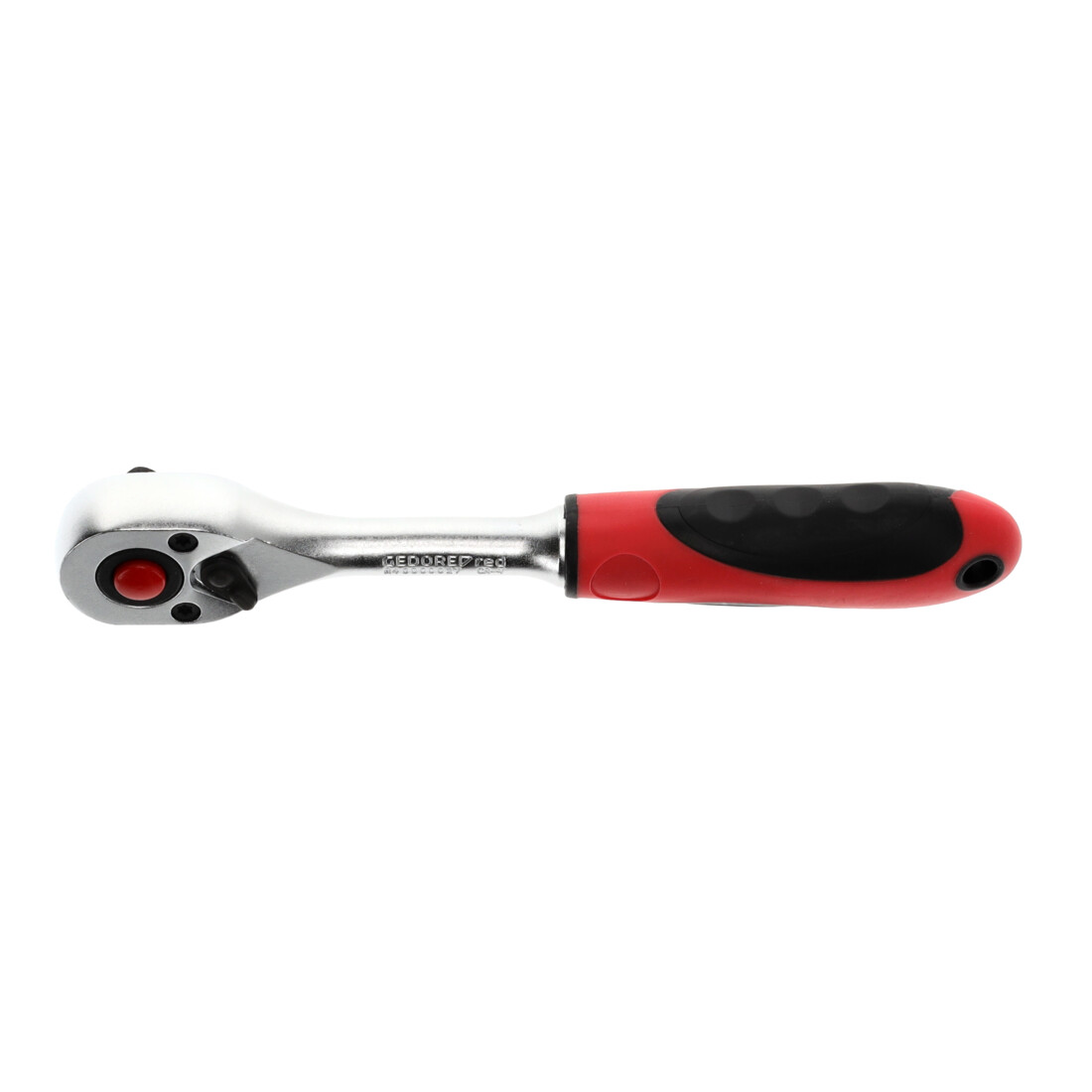 Gedore red Cliquet à levier avec poignée ergonomique 2K, déclenchement par bouton-poussoir, denture fine à 72 dents, 1/4 pouce, tube en acier, rouge/noir