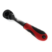 Gedore red Cliquet à levier coudé avec poignée ergonomique 2K, déclenchement par bouton-poussoir, grossièrement denté avec 36 dents, 1/4 pouce, tube en acier, rouge/noir-2