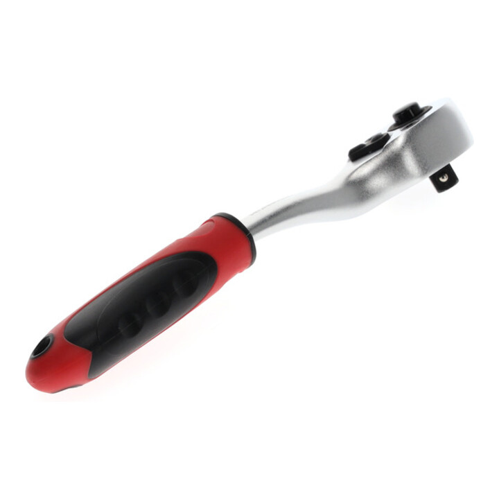 Gedore red Cliquet à levier coudé avec poignée ergonomique 2K, déclenchement par bouton-poussoir, grossièrement denté avec 36 dents, 1/4 pouce, tube en acier, rouge/noir