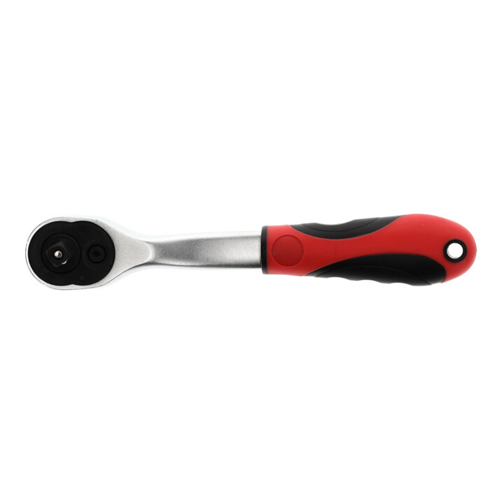 Gedore red Cliquet à levier coudé avec poignée ergonomique 2K, déclenchement par bouton-poussoir, grossièrement denté avec 36 dents, 1/4 pouce, tube en acier, rouge/noir