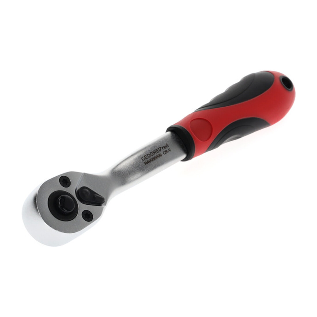 Gedore red Cliquet à levier coudé avec poignée ergonomique 2K, déclenchement par bouton-poussoir, grossièrement denté avec 36 dents, 1/4 pouce, tube en acier, rouge/noir