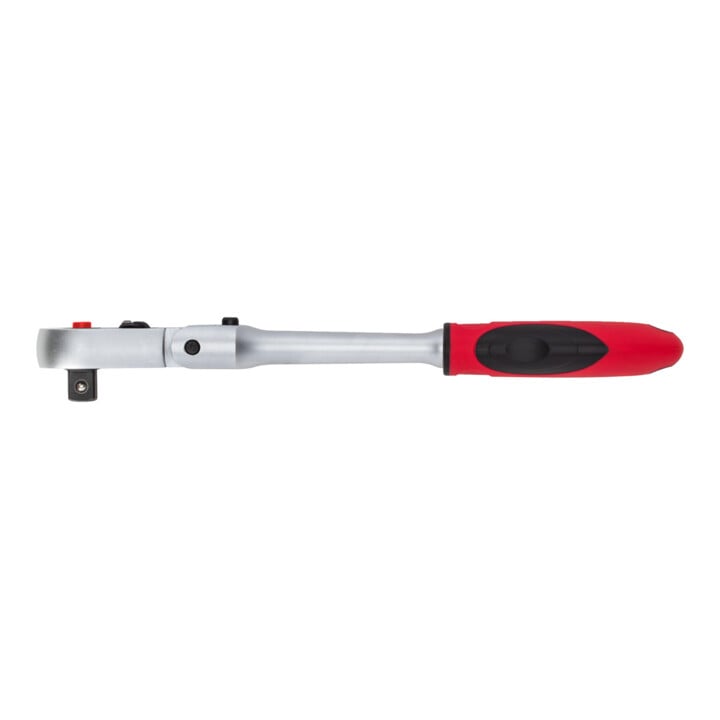 Gedore red Cliquet à tête articulée avec poignée ergonomique 2K, déclenchement par bouton-poussoir, denture fine 72 dents, 1/2 pouce, tube en acier, rouge/noir