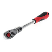Gedore red Cliquet à tête articulée avec poignée ergonomique 2K, déclenchement par bouton-poussoir, denture fine 72 dents, 1/2 pouce, tube en acier, rouge/noir-4