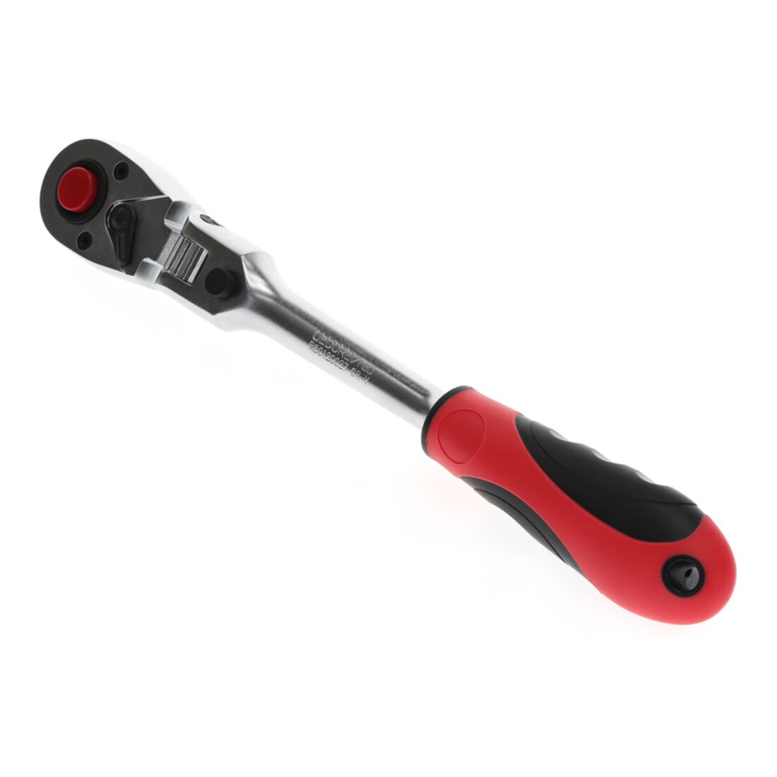 Gedore red Cliquet à tête articulée avec poignée ergonomique 2K, déclenchement par bouton-poussoir, denture fine 72 dents, 1/2 pouce, tube en acier, rouge/noir