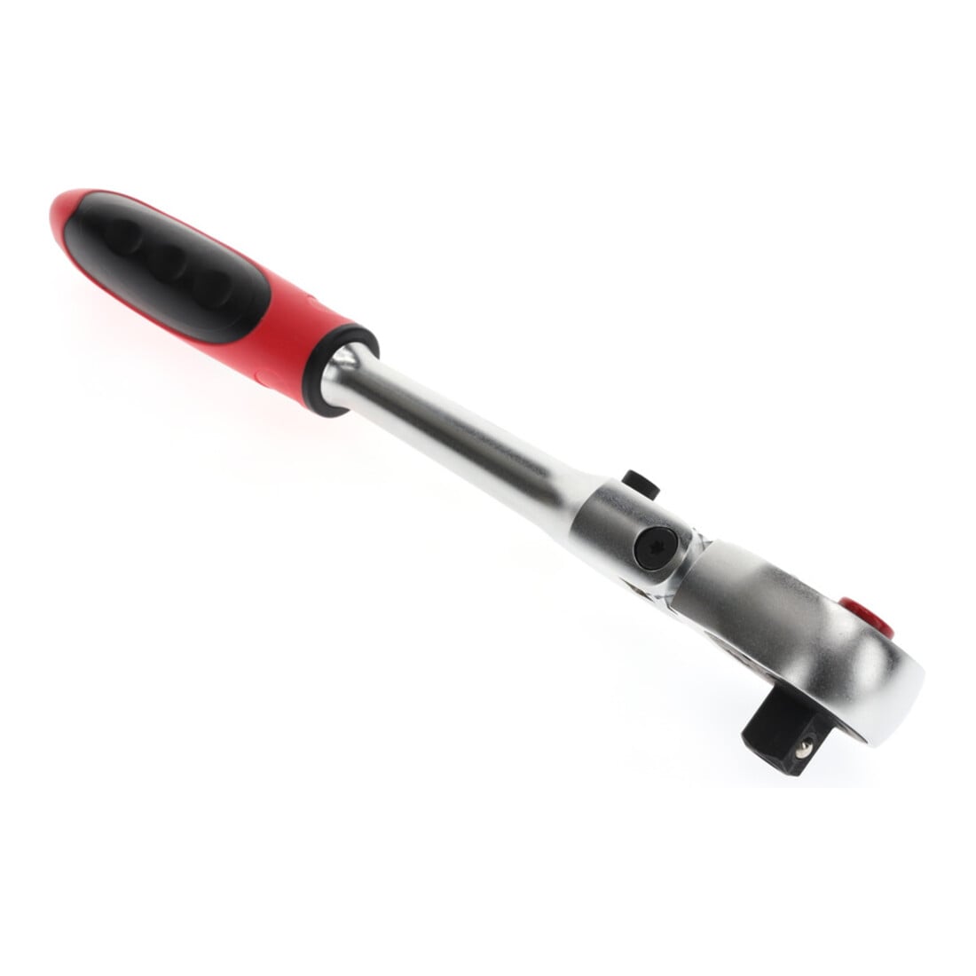 Gedore red Cliquet à tête articulée avec poignée ergonomique 2K, déclenchement par bouton-poussoir, denture fine 72 dents, 1/2 pouce, tube en acier, rouge/noir