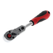 Gedore red Cliquet à tête pivotante avec poignée ergonomique 2K, déclenchement par bouton-poussoir, denture fine 72 dents, 1/4 pouce, tube en acier, rouge/noir