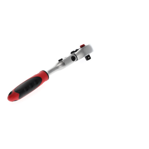 Gedore red Cliquet à tête pivotante avec poignée ergonomique 2K, déclenchement par bouton-poussoir, denture fine 72 dents, 1/4 pouce, tube en acier, rouge/noir