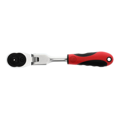 Gedore red Cliquet à tête pivotante avec poignée ergonomique 2K, déclenchement par bouton-poussoir, denture fine 72 dents, 1/4 pouce, tube en acier, rouge/noir