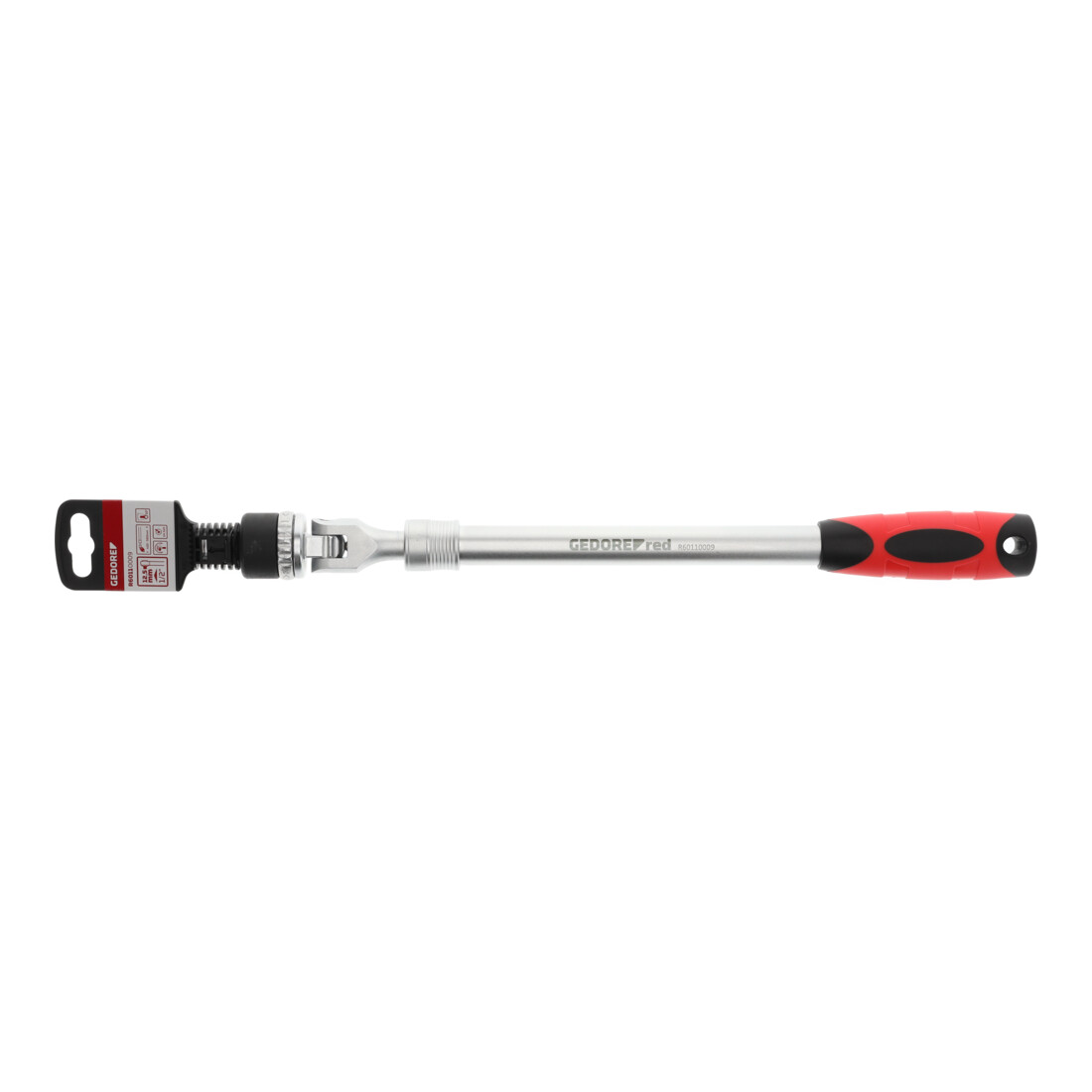 Gedore red Cliquet télescopique articulé, réversible, tête pivotante à 180°, 1/2 pouce, poignée ergonomique bi-matière, tube en acier, rouge/noir