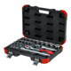 Gedore red Coffret de clés à douille, 24 pièces, avec cliquet réversible, cliquet, clés à douille et jeu de embouts, 1/2"