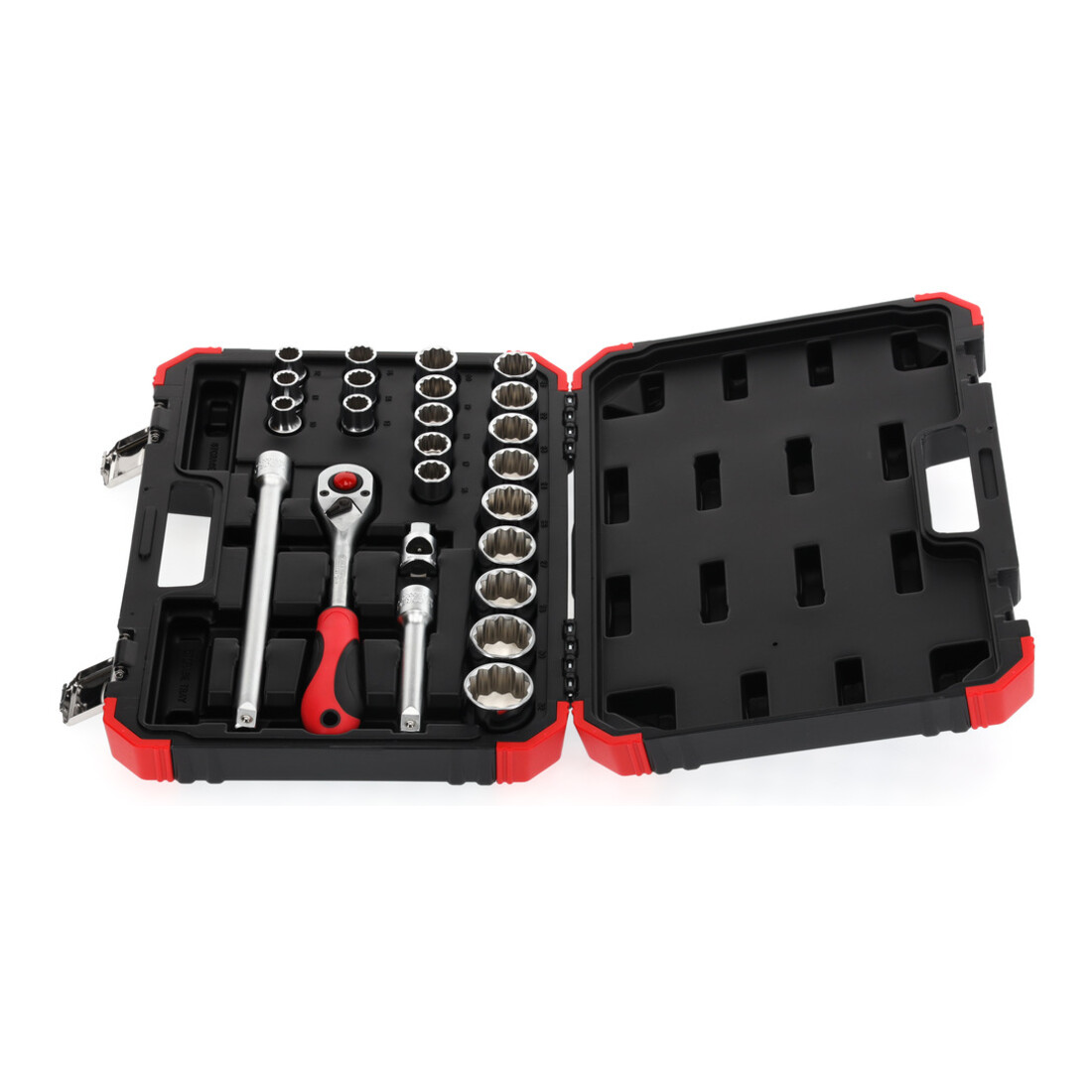 Gedore red Coffret de clés à douille, 24 pièces, avec cliquet réversible, cliquet, clés à douille et jeu de embouts, 1/2"