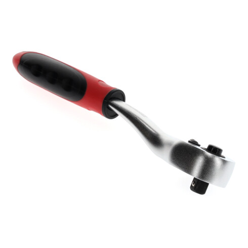 Gedore red Cricchetto reversibile a leva piegata con impugnatura ergonomica 2K, sgancio a pulsante, dentatura grossa a 36 denti, 1/4 pollice, tubo d’acciaio, rosso/nero