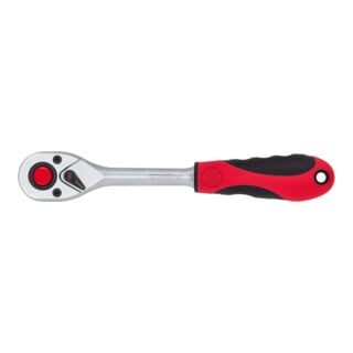 Gedore red Cricchetto reversibile per 3/8 pollice, attacco 10 mm, lungo, angolo di ritorno 5°, lunghezza 180 mm, impugnatura 2K, R50000027
