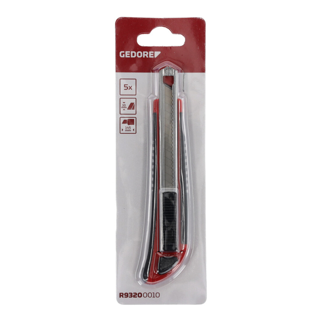 Gedore red Cutter avec 5 lames de rechange, 9 mm de large, petit, lames à détacher, métal, une main, 145 mm de long, R93200010