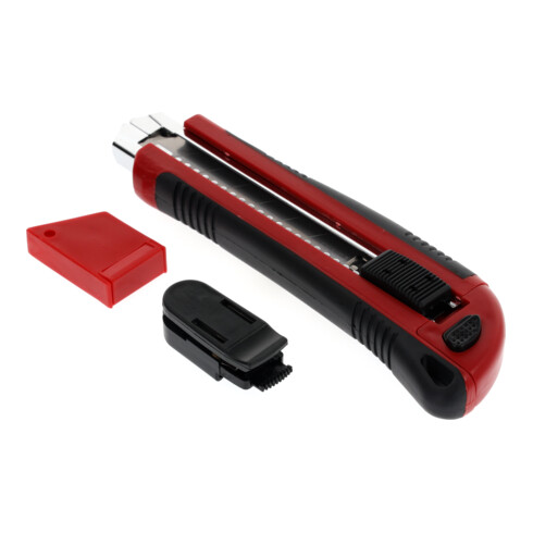 Gedore red Cuttermesser mit 5 Ersatzklingen, 25 mm breit, Abbrechklingen, Gürtelclip, einhand, 175 mm lang, R93200025