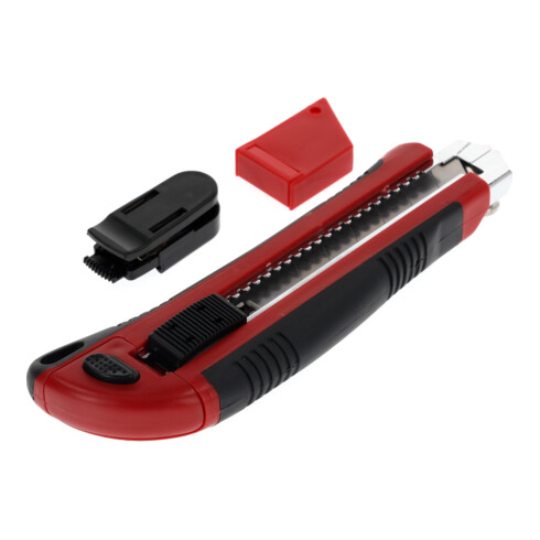 Gedore red Cuttermesser mit 5 Ersatzklingen, 25 mm breit, Abbrechklingen, Gürtelclip, einhand, 175 mm lang, R93200025