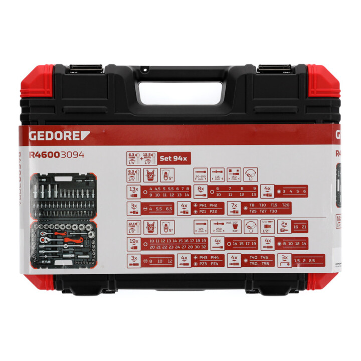 Gedore Red dopsleutelset 1/4+1/2 94-delig