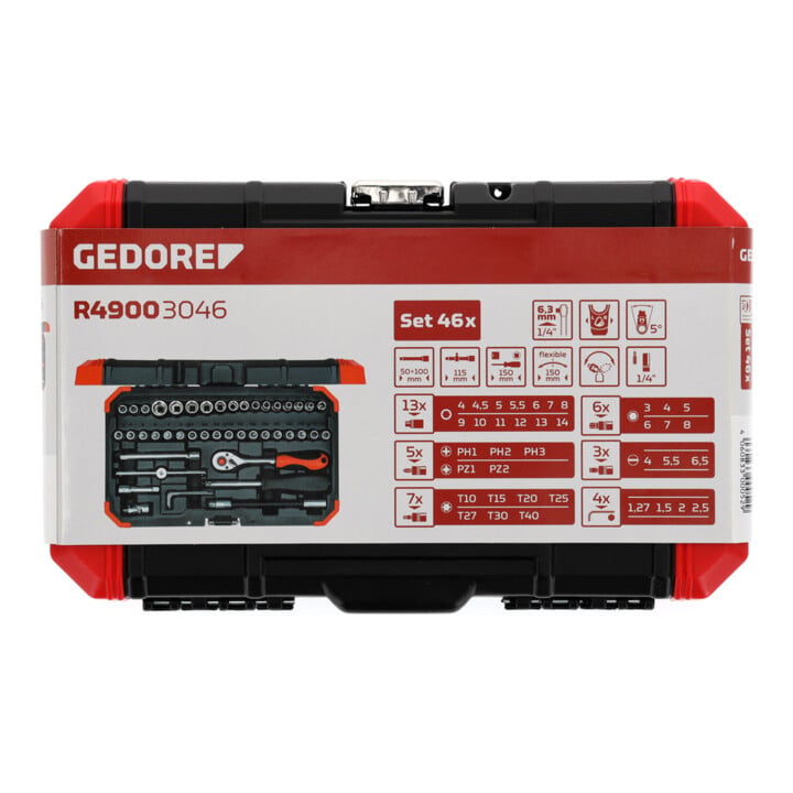 Gedore Red dopsleutelset 1/4 SW 4-14mm 46-delig