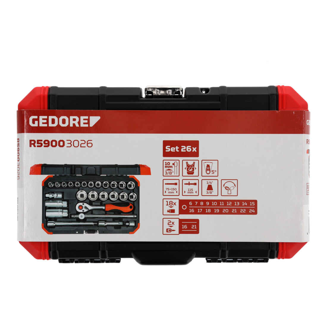 Gedore Red dopsleutelset 3/8 SW 6-24mm 26-delig