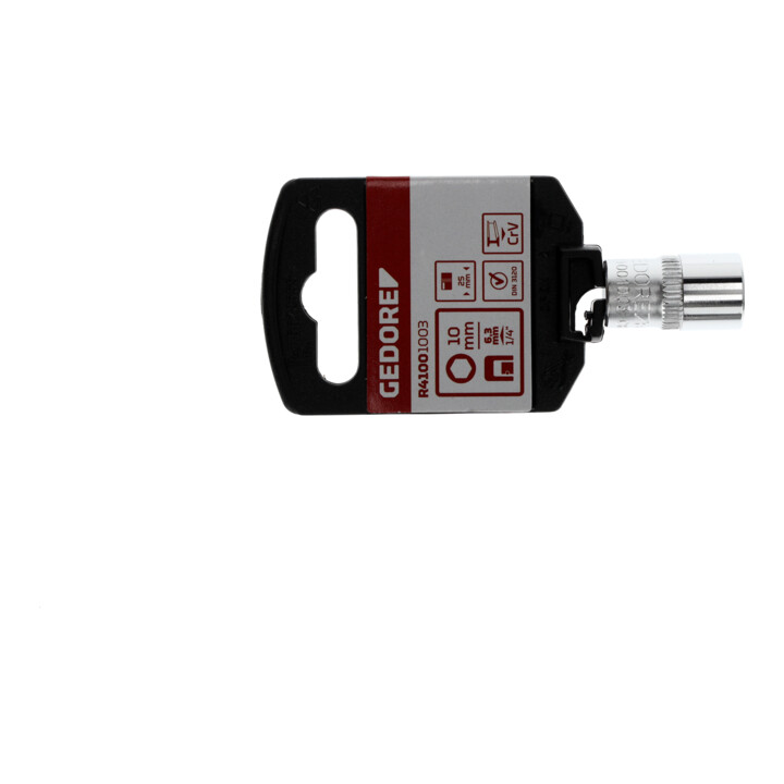 Gedore red Douille à cliquet, 1/4'' 6,3 mm entraînement, 6 pans, 10 mm, acier, R41001003