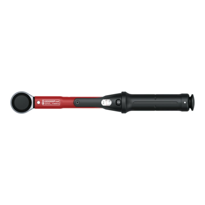 Gedore red Drehmomentschlüssel für Links- und Rechtsgewinde, 1/4 Zoll, 5-25 Nm, Stahlrohr, Rot/Schwarz
