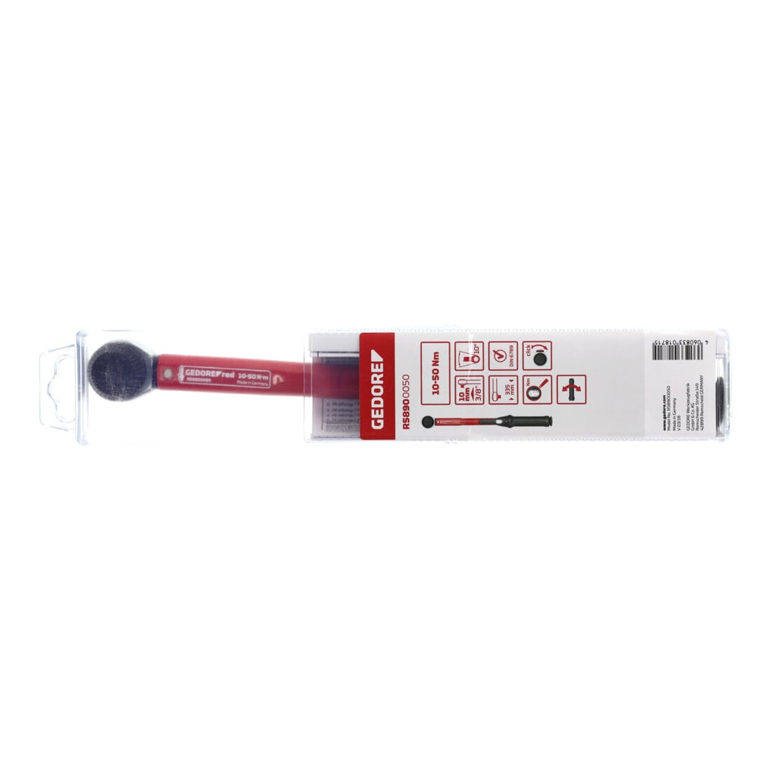 Gedore red Drehmomentschlüssel für Links- und Rechtsgewinde, 3/8 Zoll, 10-50 Nm, Stahlrohr, Rot/Schwarz