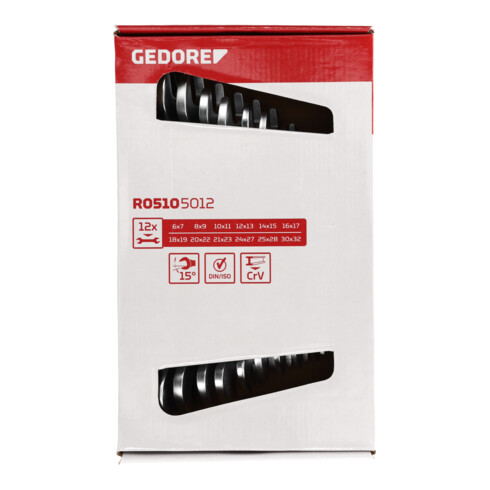 Gedore Red Dubbele Open Steeksleutelset SW 6-32mm 12dlg
