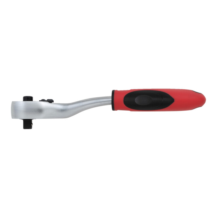 Gedore red Geknikte hendel-omschakelratel met ergonomische 2K-handgreep, drukknopontgrendeling, grof vertand met 36 tanden, 1/4 inch, stalen buis, rood/zwart