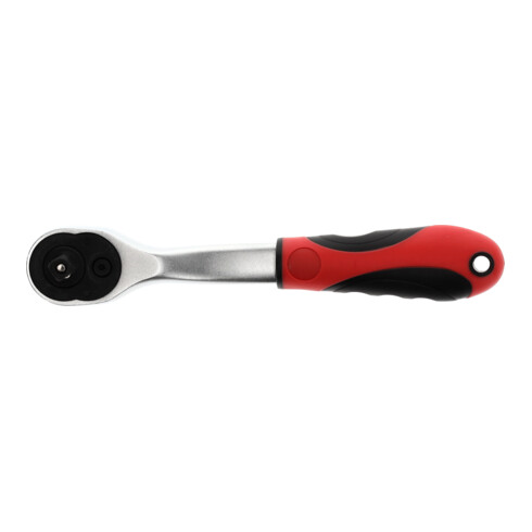 Gedore red Geknikte hendel-omschakelratel met ergonomische 2K-handgreep, drukknopontgrendeling, grof vertand met 36 tanden, 1/4 inch, stalen buis, rood/zwart