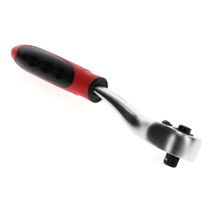 Gedore red Geknikte hendel-omschakelratel met ergonomische 2K-handgreep, drukknopontgrendeling, grof vertand met 36 tanden, 1/4 inch, stalen buis, rood/zwart