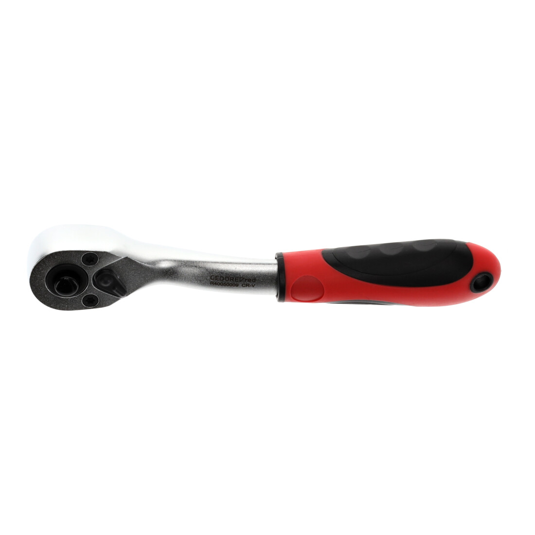 Gedore red Gekröpfte Hebel-Umschaltknarre mit ergonomischem 2K-Griff, Druckknopfauslösung, Grobverzahnt mit 36 Zähnen, 1/4 Zoll, Stahlrohr, Rot/Schwarz