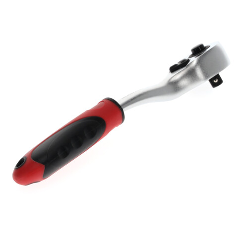 Gedore red Gekröpfte Hebel-Umschaltknarre mit ergonomischem 2K-Griff, Druckknopfauslösung, Grobverzahnt mit 36 Zähnen, 1/4 Zoll, Stahlrohr, Rot/Schwarz