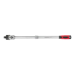 Gedore red Gelenk-Teleskopknarre, Umschaltbar,  Um 180° schwenkbarer Knarrenkopf, 1/2 Zoll, Ergonomischer 2K-Griff, Stahlrohr, Rot/Schwarz