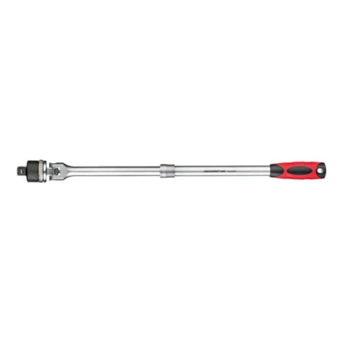 Gedore red Gelenk-Teleskopknarre, Umschaltbar,  Um 180° schwenkbarer Knarrenkopf, 1/2 Zoll, Ergonomischer 2K-Griff, Stahlrohr, Rot/Schwarz