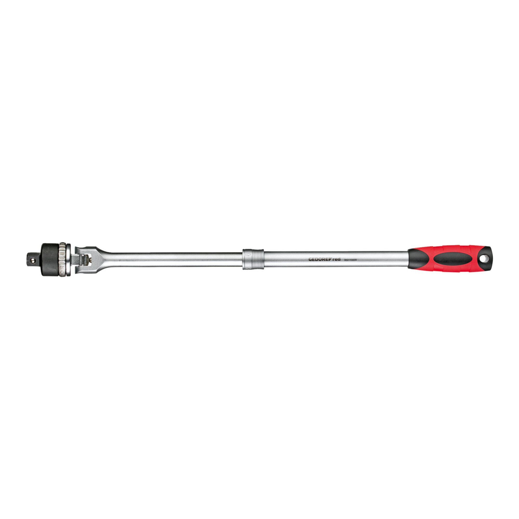 Gedore red Gelenk-Teleskopknarre, Umschaltbar, Um 180° schwenkbarer Knarrenkopf, 1/2 Zoll, Ergonomischer 2K-Griff, Stahlrohr, Rot/Schwarz